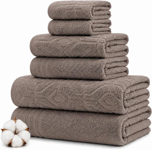 Vista 20 de Modern Threads Juego de toallas de baño de algodón de 6 piezas, toallas ultrasuaves de 550 GSM, juego de baño con toallas de mano y paños de baño