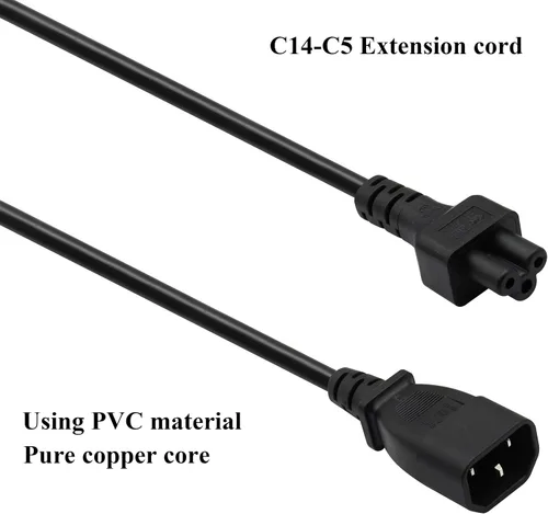 Vista 4 de Paquete de 2 cables de CA C14 a C5, 10A 125V IEC adaptador de corriente macho a hembra de 3 polos, convertidor de CA C5 a C14 para convertidor