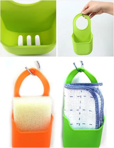 Vista 7 de Soporte de silicona para lavar platos Esponja para fregadero Fregadero Colgador superior Fregadero Soporte de cocina (naranja)
