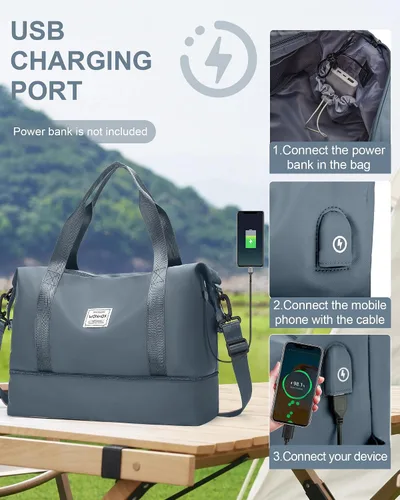 Vista 4 de Bolsa de viaje para mujer, bolsa deportiva para gimnasio, E2-JewelBlue