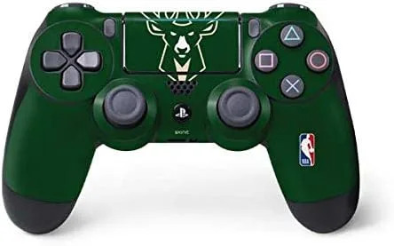 Vista 11 de Skinit Calcomanía para juegos compatible con PS4 Pro/Slim Controller, con licencia oficial de la NBA Milwaukee Bucks Animal Print Black Design