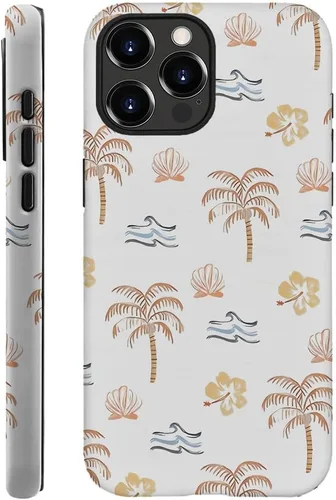 Vista 8 de Funda compatible con iPhone 11, resistente a arañazos, funda híbrida de 2 capas con carcasa dura, diseño de cocoteros de playa de verano