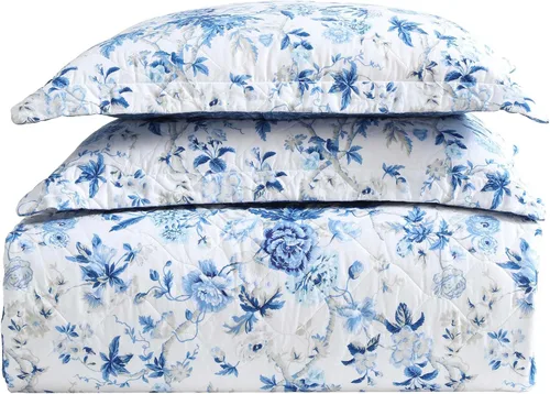 Vista 5 de Laura Ashley - Juego de edredón individual, ropa de cama reversible de algodón con funda a juego, decoración ligera del hogar para todas