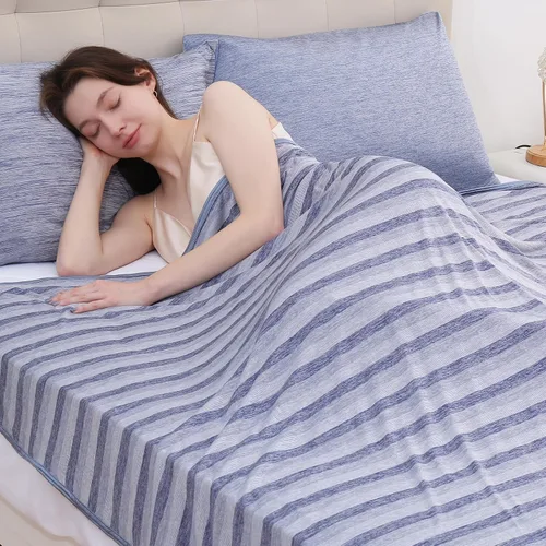 Vista 19 de Marchpower - Manta de enfriamiento para niños que duermen con calor, manta de lana fresca Arc-Chill con diseño de doble cara, fibra de enfriamiento