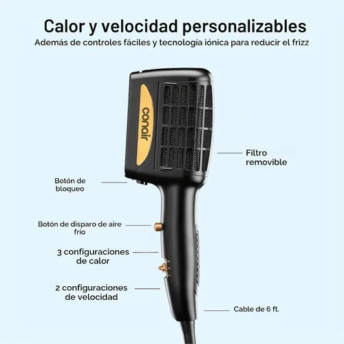 Vista 4 de INFINITIPRO BY CONAIR - Secador de pelo para peinado 3 en 1, secador de pelo de 1875 W y 3 accesorios