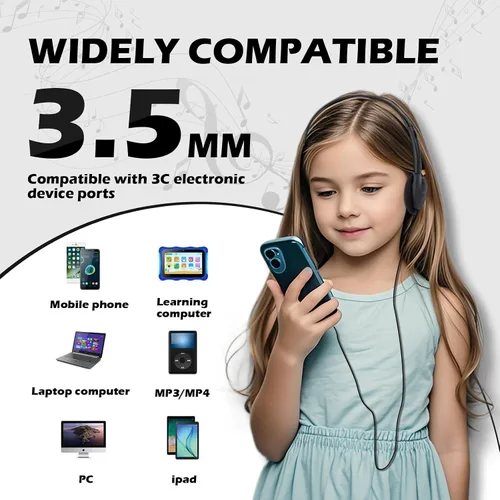 Vista 2 de 50 Pack Bulk Classroom Headphones for Students Kids School Wholesale On-Ear Headphones Class Set with 3.5mm Jack for Chromebook Laptop PC Computer
