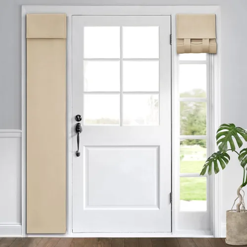 Vista 19 de HOMEIDEAS Cortinas opacas para puerta francesa, cortinas de luz lateral para puerta delantera, 2 paneles, persianas laterales para ventanas