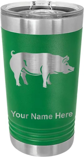 Vista 9 de LaserGram Vaso de pinta aislado al vacío de 16 onzas, cerdo, grabado personalizado incluido (negro) Engraved Gift, Vacuum Insulated Stainless