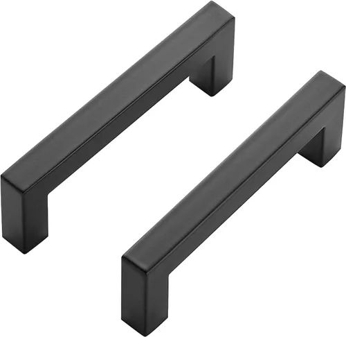Vista 8 de Ravinte Paquete de 5 tiradores cuadrados de gabinete de 2-1/2 pulgadas, manijas negras para gabinetes de cocina, accesorios de cocina negros mate