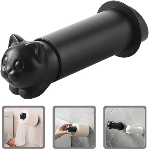 Vista 5 de EXCEART Soporte de papel higiénico montado en la pared, elegante organizador de toallas para baño, acabado de diseño de ahorro fácil de instalar,