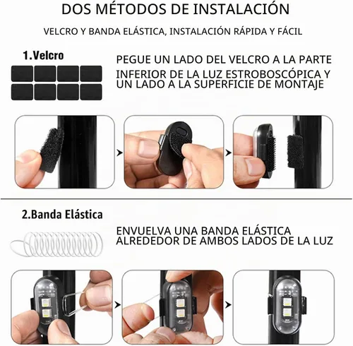 Vista 3 de Flyant Luces estroboscópicas LED inalámbricas con control remoto, 8 colores, impermeable, anticolisión, USB, luz de advertencia, luces inalámbricas