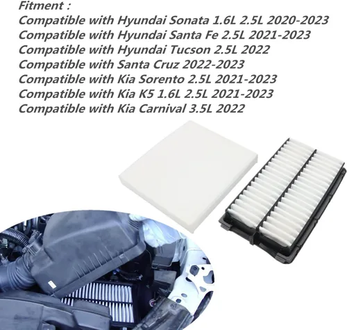 Vista 2 de Priprilod Juego de filtro de aire de cabina y filtro de aire de cabina de alta calidad para Hyundai Tucson Santa Fe Santa Cruz Fit para Kia Sportage