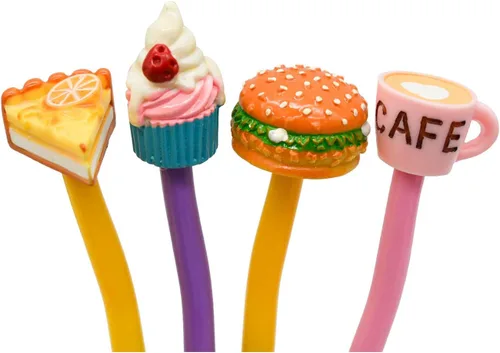 Vista 3 de 8 bolígrafos de comida novedosos divertidos para hamburguesas, sándwich, cupcakes, pudines divertidos, bolígrafo de sushi, tinta negra para escuela