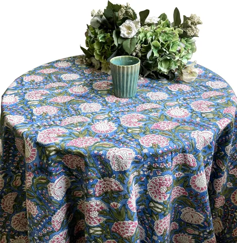 Vista 85 de ATOSII Mantel 100% algodón, Amara, floral, hecho a mano, rectangular, de lino, para cocina, comedor, fiestas, bodas, exteriores, picnics, Pascua