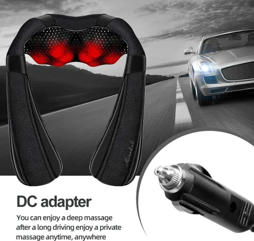 Vista 5 de Masajeador Shiatsu de Cuello y Hombros con Calor – Almohada de Masaje de Amasamiento de Tejido Profundo Eléctrico para Alivio del Dolor y Relajación