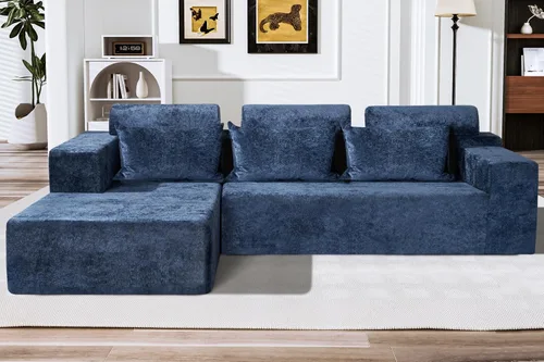 Vista 59 de HABUTWAY Sofá modular modular de 101 pulgadas con asiento profundo, moderno sofá convertible en forma de L, sofá tapizado con diván para sala