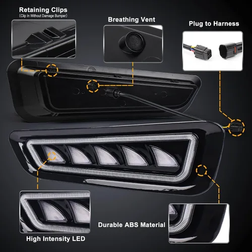 Vista 3 de Luces antiniebla Raptor, luces antiniebla LED Ford Raptor con DRL azul hielo/blanco, luces de parachoques Raptor con intermitentes secuenciales
