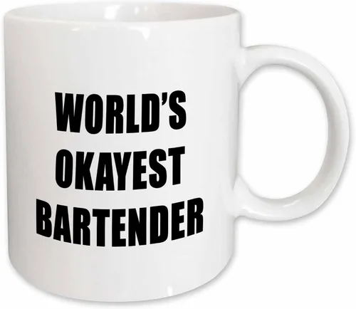 Vista 12 de 3dRose WORLDS OKAYEST BARTENDER - Taza de dos tonos (15 onzas), color negro