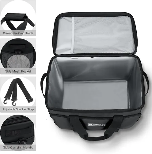 Vista 6 de Bolsa térmica con aislamiento suave, plegable, enfriadores de viaje grandes, enfriadores de lados suaves, hieleras a prueba de fugas, impermeable