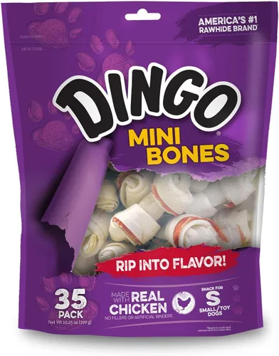 Vista 12 de Dingo 95014 Mini Bones, cuero crudo para perros pequeños, de juguete, rojo, 14