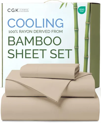 Vista 14 de Sábanas de bambú 100% rayón derivado de bambú, tamaño individual, sábanas refrescantes para individuales. Ropa de cama ultra suave, transpirable