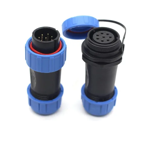 Vista 2 de SP21 2Pin ~ 12Pin Panel Mount 0.827 in Conector, Conector de cable de aviación, IP67 impermeable al aire libre enchufe eléctrico y enchufe (2 pines)