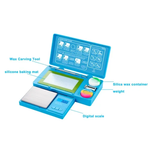 Vista 5 de Báscula digital de bolsillo de 0.00 oz a 17.64 oz de alta precisión con 7 unidades de conversión de luz de fondo azul para alimentos en polvo