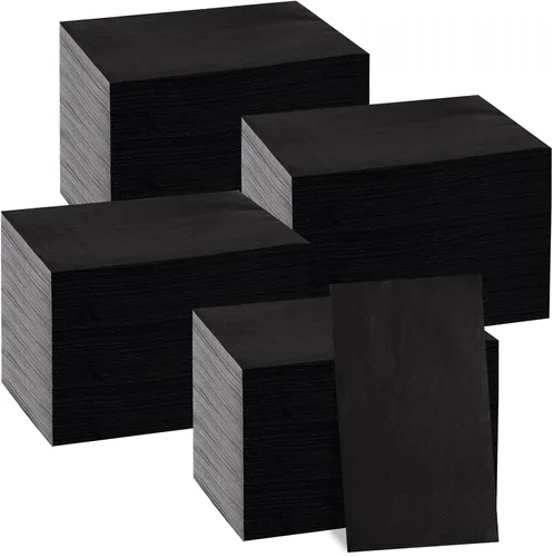 Vista 12 de bUCLA 100 Unidades de Servilletas de Papel Negras de 3 Capas - Servilletas de Papel Negras Desechables de Calidad Premium, Absorbentes para Cocina