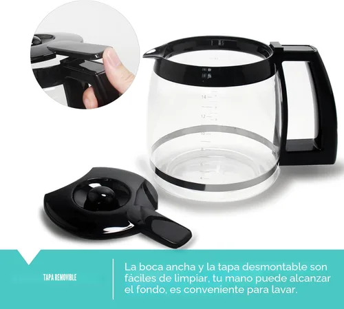 Vista 2 de Jarra de café de repuesto de vidrio para 14 tazas compatible con los modelos de cafetera Cuisinart DCC-2200, DCC-2600, DCC-2800, DCC-3200