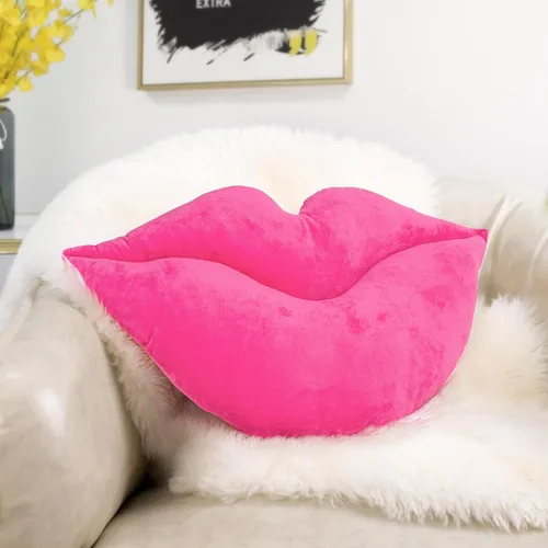 Vista 16 de AELS Almohadas de labios 3D, suaves y suaves, decorativas, almohadas de amor, lindas almohadas de 20 x 11 pulgadas para sofá, cama, sala de estar