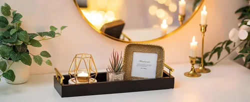 Vista 7 de Hanobe Bandeja rectangular larga y estrecha bandejas decorativas rectangulares portavelas para decoración del hogar, bandeja blanca para centro