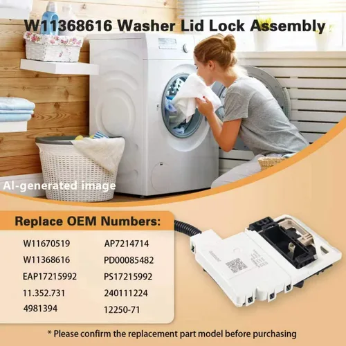Vista 4 de W11368616 Conjunto de bloqueo de tapa de arandela, reemplaza W11670519, AP7214714 para Whirlpool & Maytag, reemplazo del pestillo de puerta