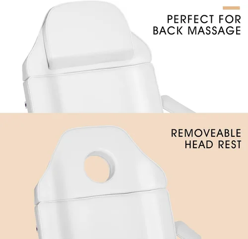 Vista 5 de Cama facial Artist hand para esteticista, mesa de masaje, cama de belleza médica con ajustes eléctricos de 3 motores, procedimiento de tatuaje Blanco