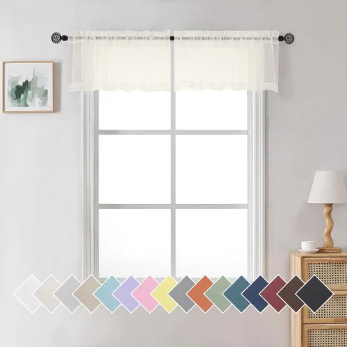 Vista 190 de Aiyufeng 2 paneles de cenefa transparente negra de 14 pulgadas de largo, cortinas cortas negras transparentes para dormitorio, cortinas de cocina