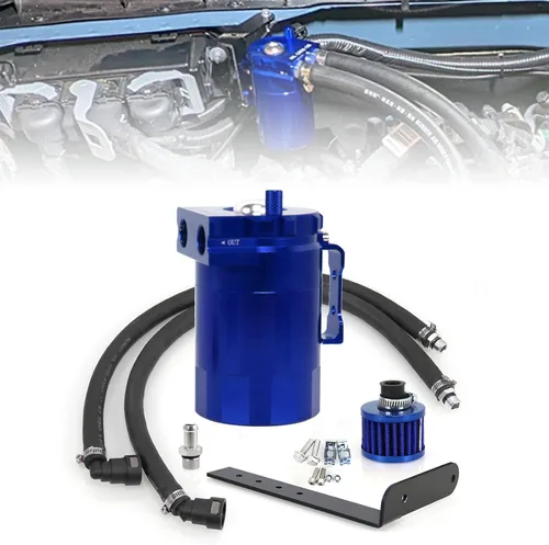 Vista 8 de Kit de lata de recepción de aceite RULLINE, tanque de reservorio separador de aceite para motor, pulido con deflector, compatible con Ford F150 Para