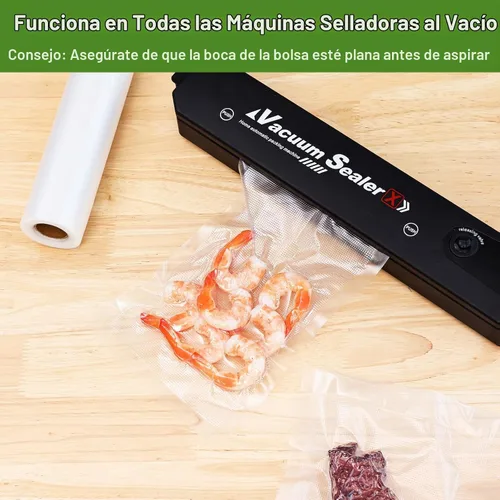 Vista 5 de Moretoes Bolsas selladoras al vacío, 3 rollos de 8 x 16 pies para guardar alimentos, rollos de bolsas de grado comercial, sin BPA, bolsa