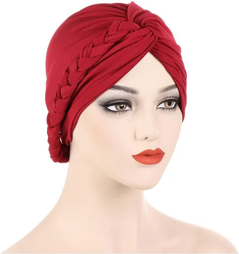 Vista 4 de Lucky staryuan Gorros para el cáncer de quimioterapia para mujer, suave y preatado, trenzado trenzado, turbante