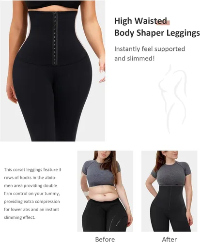 Vista 4 de FeelinGirl High Waisted Leggings Tummy Control for Women Corset Waist Trainer Thigh Slimming Compression Yoga Pants