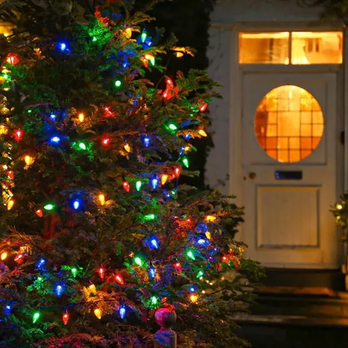 Vista 5 de Dazzle Bright C6 - Luces de Navidad a pilas, paquete de 2 unidades en total de 100 LED de 34 pies, luces multicolor con 8 modos, decoraciones