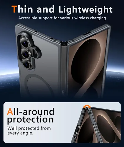Vista 4 de FNTCASE para Samsung Galaxy Z Fold 7 Estuche Magnético: Funda de Teléfono Celular con Textura Mate Translúcida, Protección contra Caídas de Grado