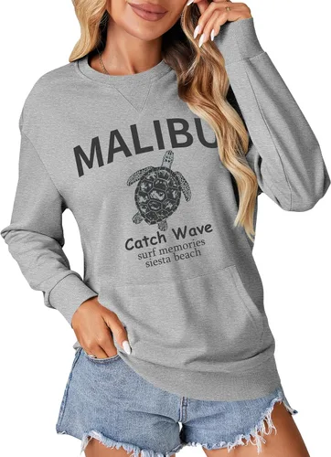 Vista 14 de OPOIPIN Suéter con bolsillo de manga larga y cuello redondo para mujer, estilo casual