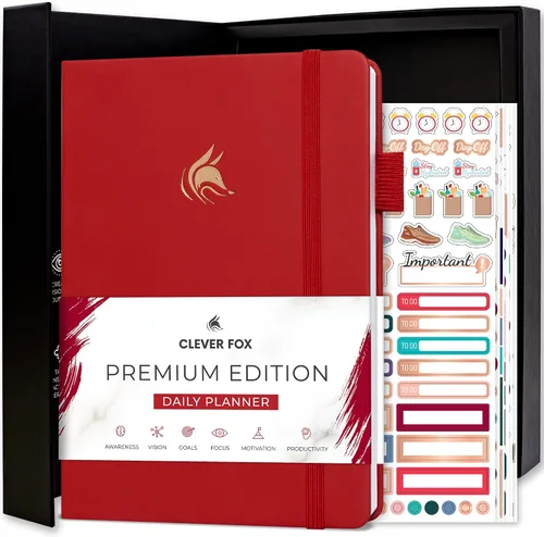 Vista 14 de Clever Fox Agenda Diaria, edición superior. - Planificador diario de lujo con horario por hora, organizador personal, diario de productividad