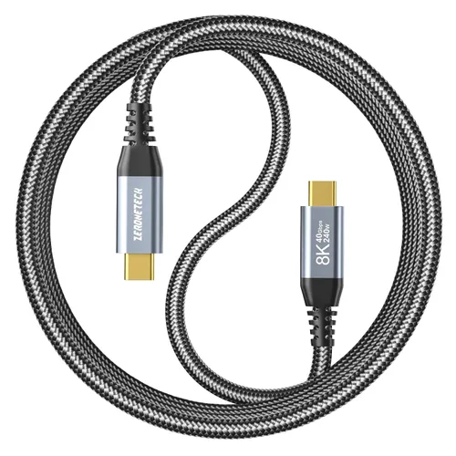 Vista 15 de ZeroneTeck Cable USB C de 40Gbps para Thunderbolt 4 de 0.5 pies, 6 pulgadas, transferencia de datos de 40Gbps, [8K@60Hz/Dual 4K@60Hz] Cable corto