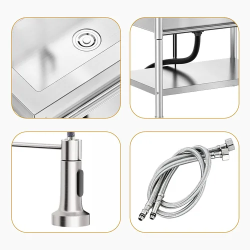 Vista 5 de 39in Large Capacity Stainless Steel Utility Sink with 2-Water Outlet Modes