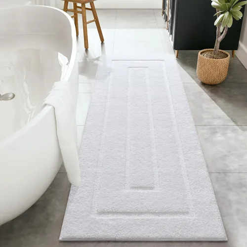 Vista 27 de HOMORE Alfombra de baño negra de 24 x 17 pulgadas, suave y absorbente, alfombra de baño pequeña, alfombra de baño lavable antideslizante para bañera