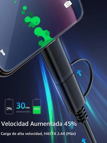 Vista 2 de Cargador rápido para tableta Amazon Fire, cable micro USB C de carga para Kindle Paperwhite, Fire HD 10 8 7 Plus, Max 11, Kids Pro, Edition Voyage