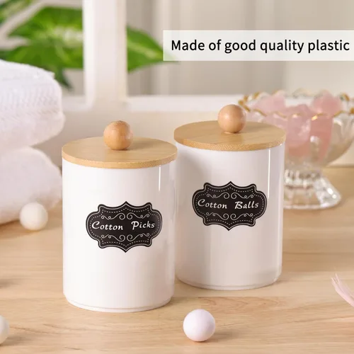 Vista 3 de Fixwal Accesorios de baño de bambú, juego de accesorios de baño de 8 piezas con basura, soporte para cepillo de dientes, dispensador de jabón