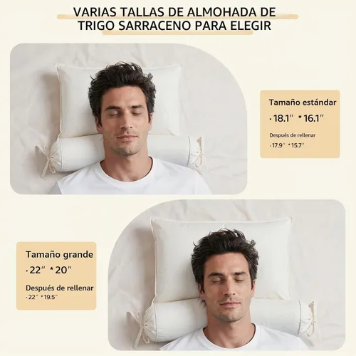 Vista 2 de Almohada de trigo sarraceno – Soporte de hombro para cabeza y cuello