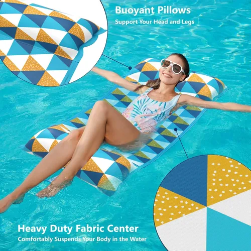 Vista 3 de Jasonwell Hamaca de agua inflable para piscina - Flotadores de piscina de tela, hamaca inflable para piscina, flotadores 4 en 1