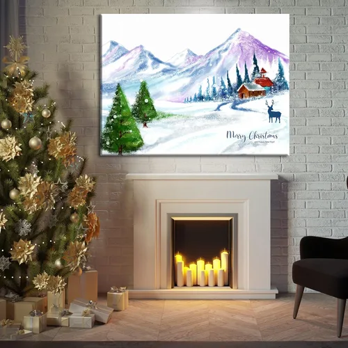 Vista 2 de BANHUA1 Lienzo decorativo de pared de Navidad, pósteres de pintura para decoración del hogar, arte de pared, impresiones en lienzo HD